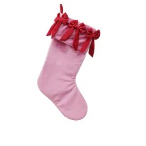Pink Stocking with Red Bows by Ashland